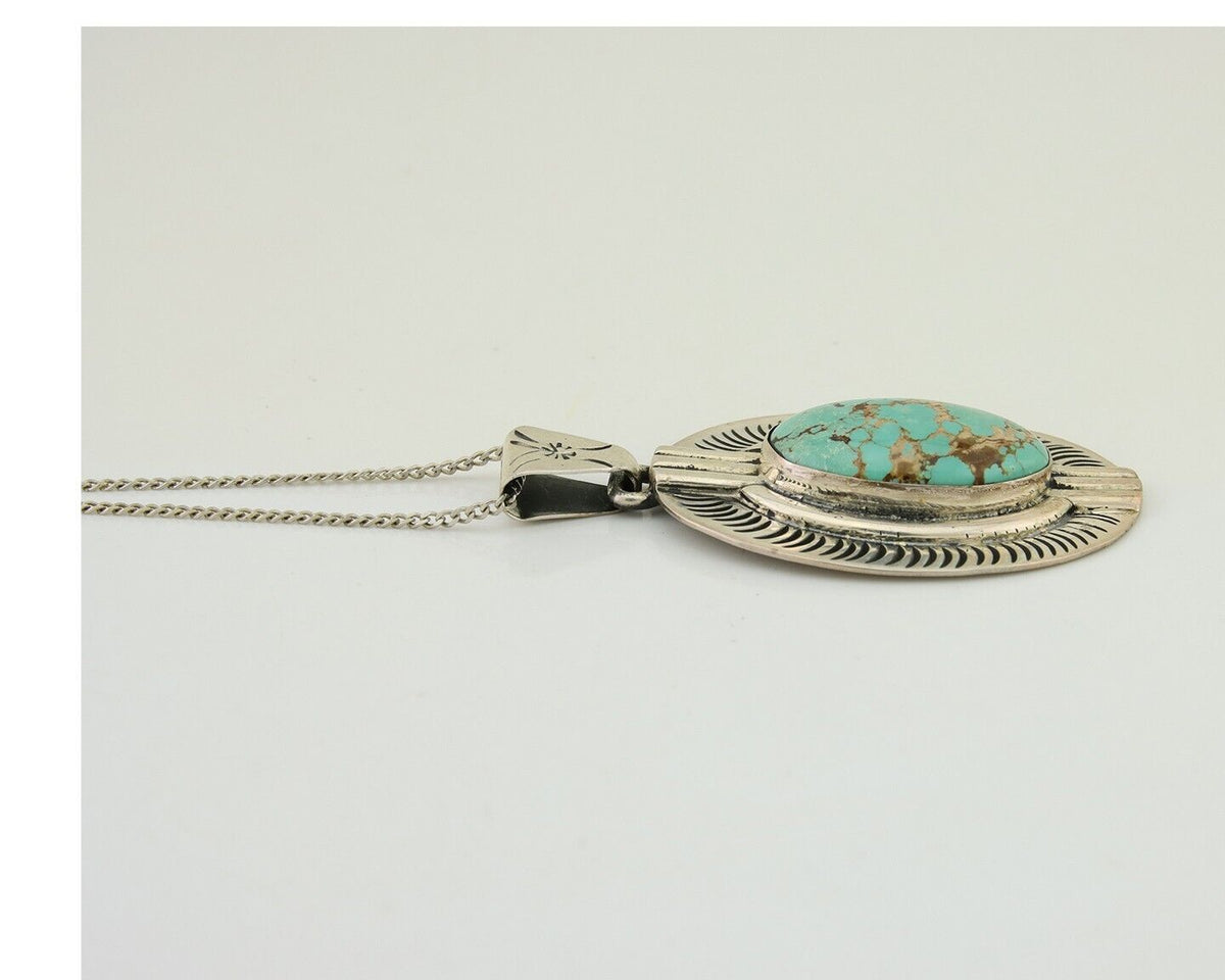 Navajo Necklace 925 Silver Natural Turquoise Artist M Montoya C.80's