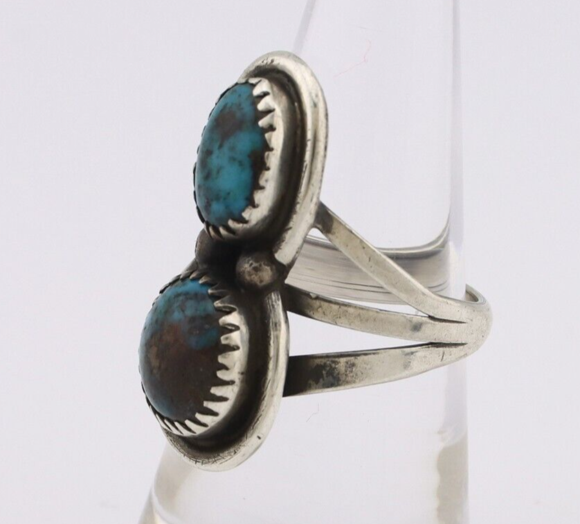 Navajo Ring 925 Silver Natural Blue Turquoise Native American Artist C.80's