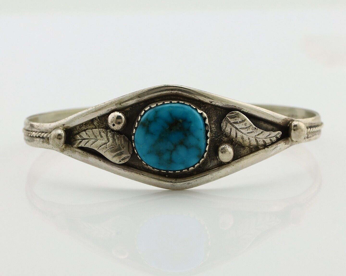 Navajo Bracelet 925 Silver Blue Spiderweb Turquoise Native American C.80's