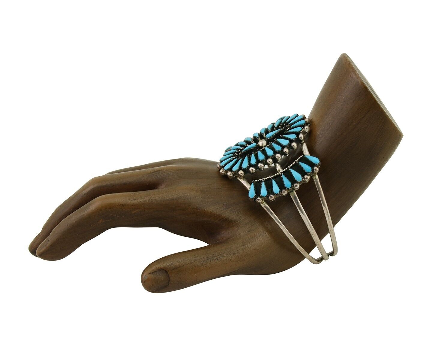 Men Navajo Bracelet 925 Silver Natural Blue Turquoise Signed Benson Yazzie C80s