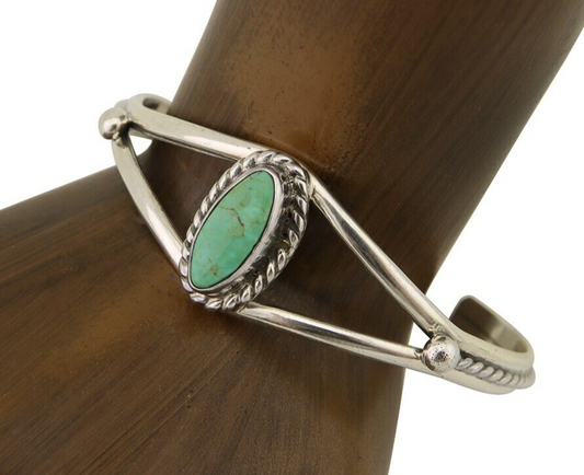 Navajo Bracelet 925 Silver Blue Turquoise Artist Signed Gecko C.80's