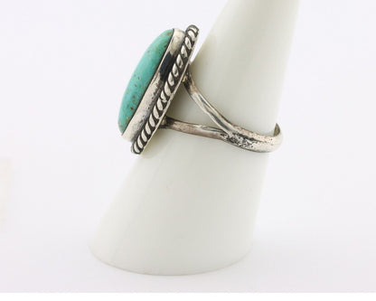 Navajo Ring 925 Silver Natural Kingman Turquoise Signed M Montoya C.80's