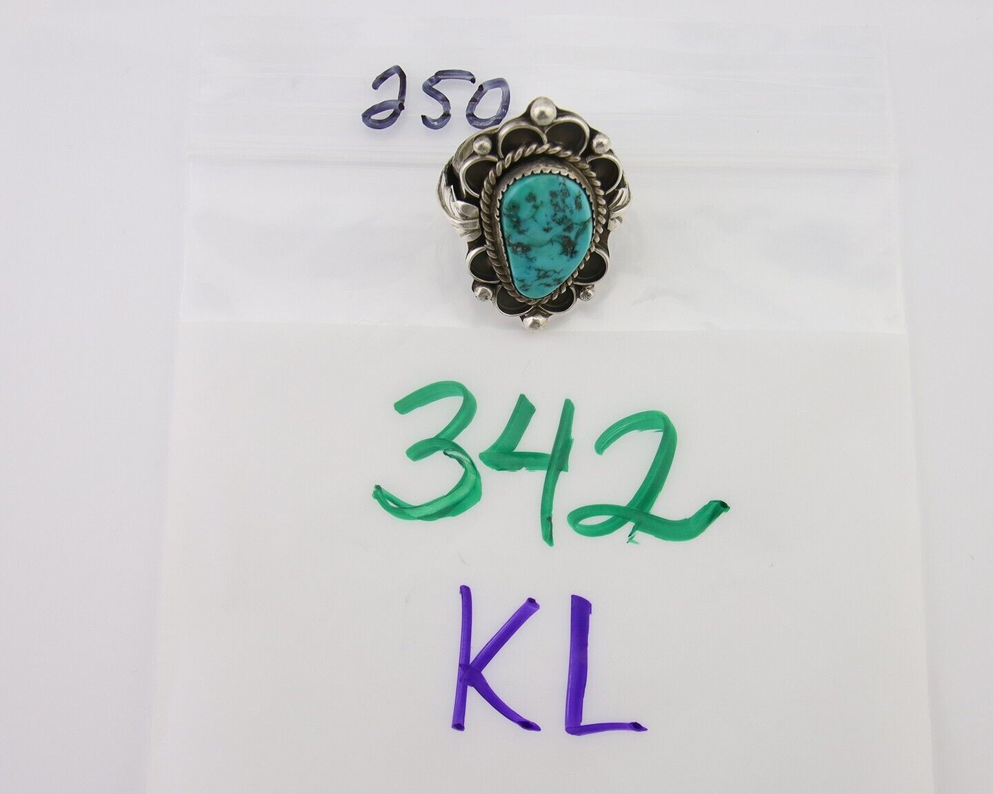 Navajo Ring 925 Silver Natural Blue Turquoise Native American Artist C.80's