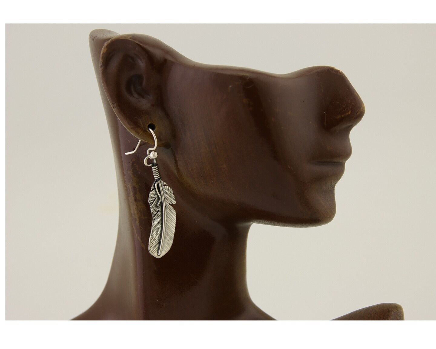 Navajo Eagle Feather Dangle Earrings 925 Silver Native American Artist C.80's