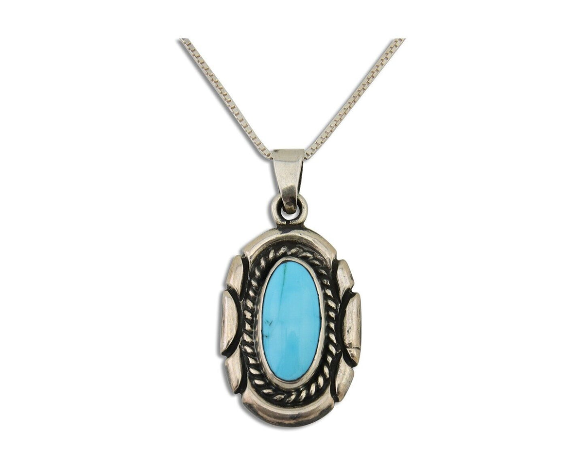 Navajo Necklace 925 Silver Natural Turquoise Artist M Montoya C.80's