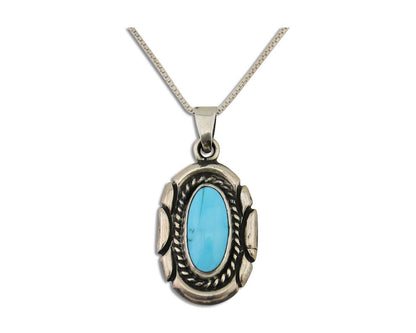 Navajo Necklace 925 Silver Natural Turquoise Artist M Montoya C.80's