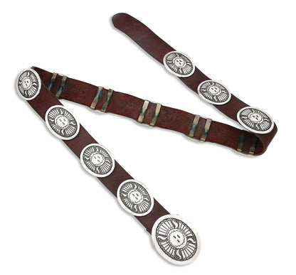 VTG Unworn Navajo Benny Benally .925 Silver Handmade Concho Belt