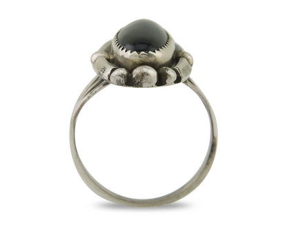 Navajo Handmade Ring 925 Silver Black Onyx Artist Signed SC C.80's