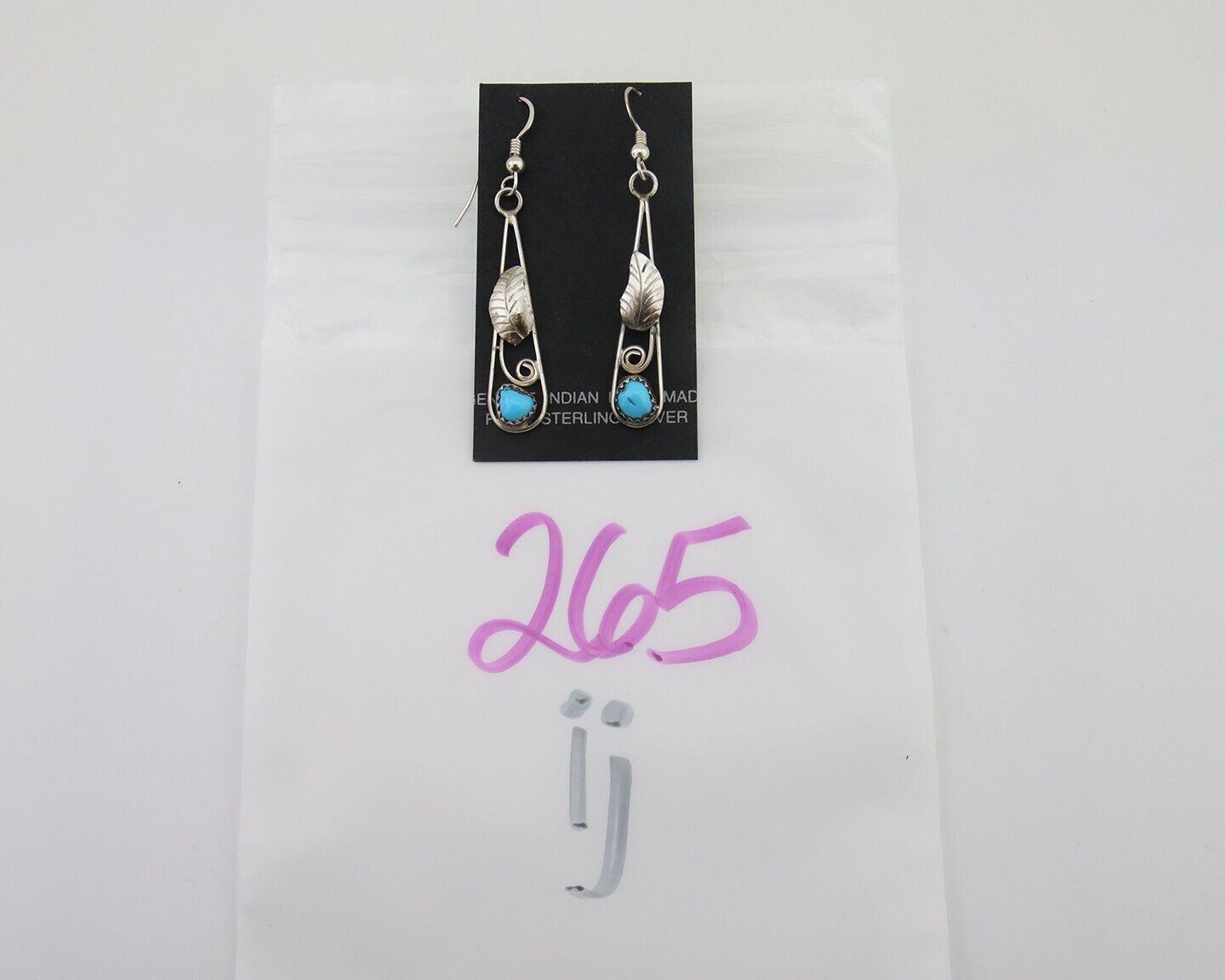 Navajo Dangle Earrings 925 Silver Natural Blue Turquoise Artist Signed JB C.80's