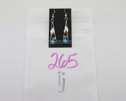 Navajo Dangle Earrings 925 Silver Natural Blue Turquoise Artist Signed JB C.80's