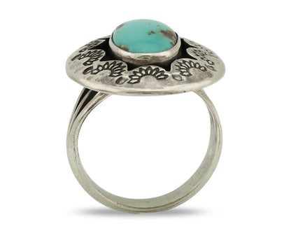 Navajo Ring 925 Silver Natural Blue Turquoise Signed M Montoya C.80's
