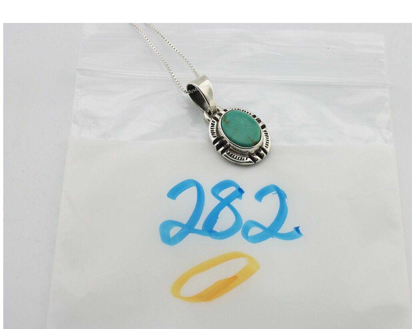 Navajo Necklace 925 Silver Arizona Turquoise Handmade Signed Gecko C.90's