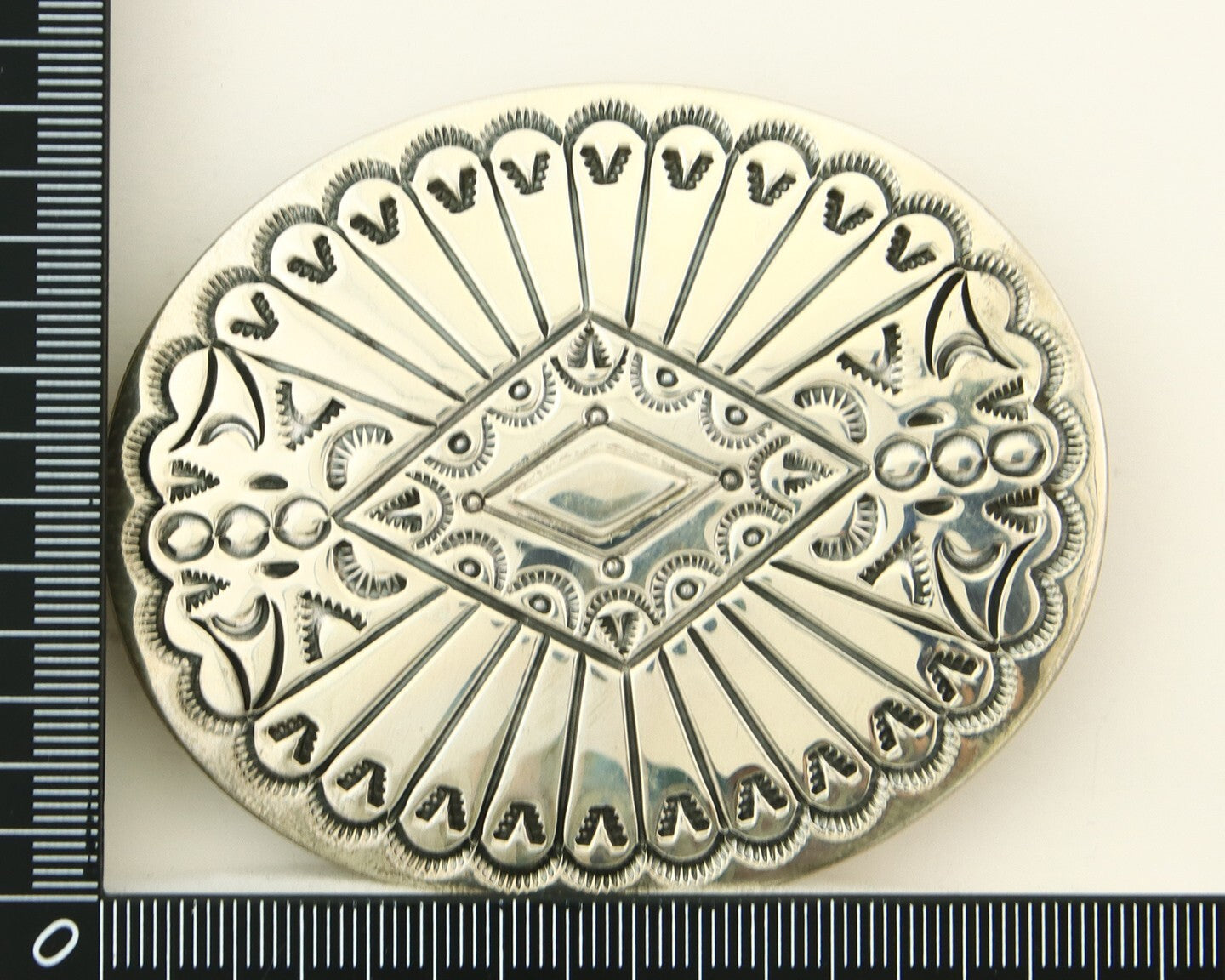 Navajo Belt Buckle 925 Sterling Silver Artist Signed Tim Guerro 2.5x3 in C.80's