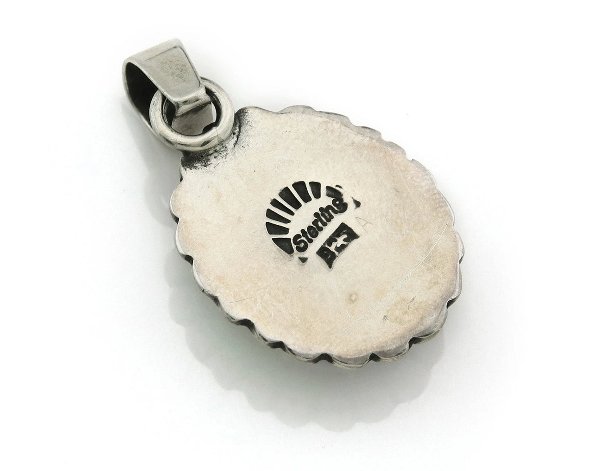 Navajo Pendant 925 Sterling Silver Natural Lapis Vintage Signed Rabbit Stick