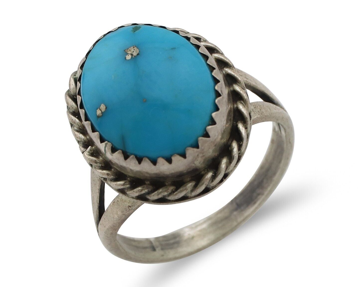 Navajo Ring 925 Silver Blue Turquoise Native American Artist C.80's