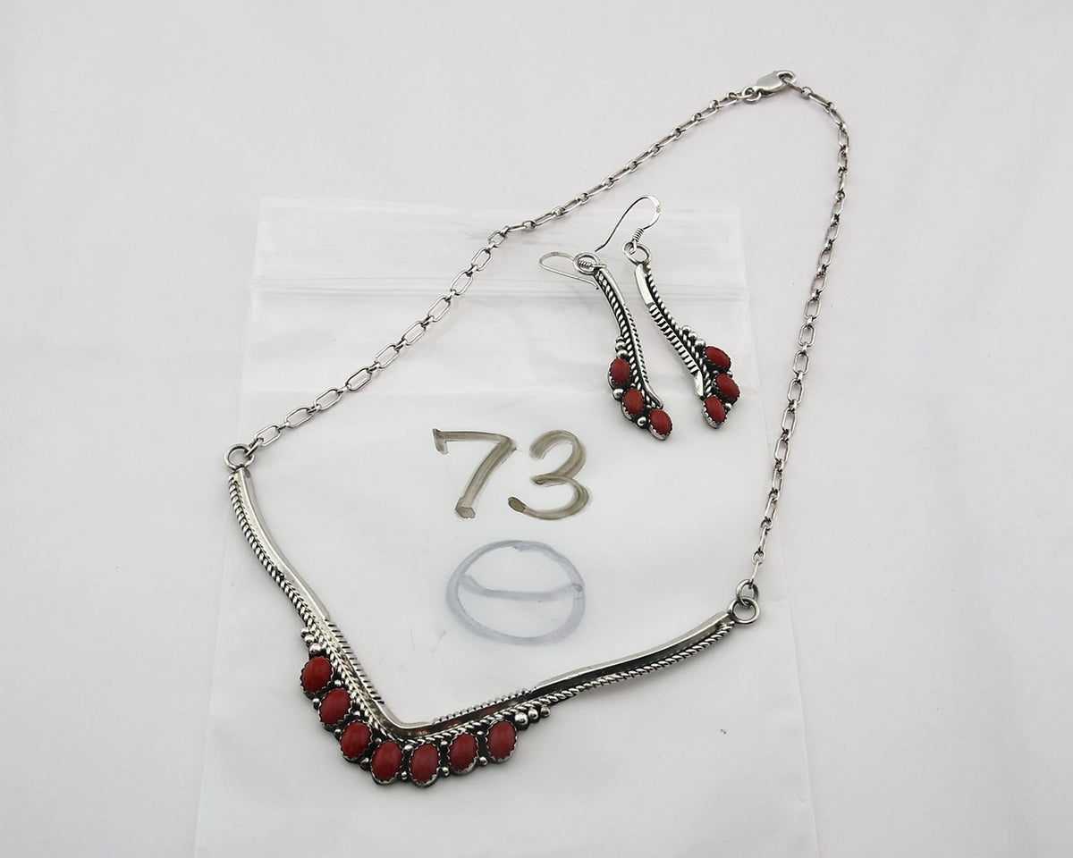 Navajo Squash Necklace Earring Set Sterling Silver Signed Lester Jackson C.80's