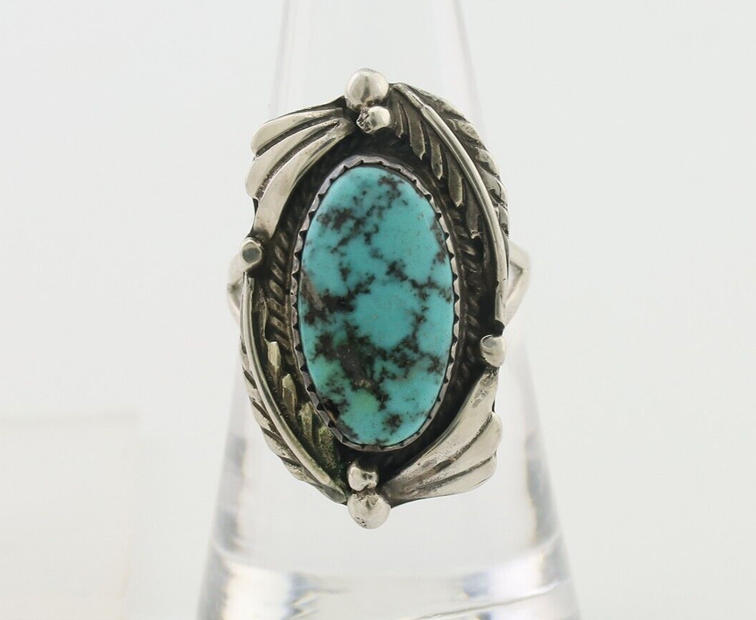 Navajo Ring 925 Silver Beautiful Blue Turquoise Native American Artist C.80's