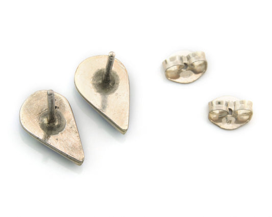 Navajo Earrings Sterling Silver Inlaid Natural Lapis Vintage Handmade