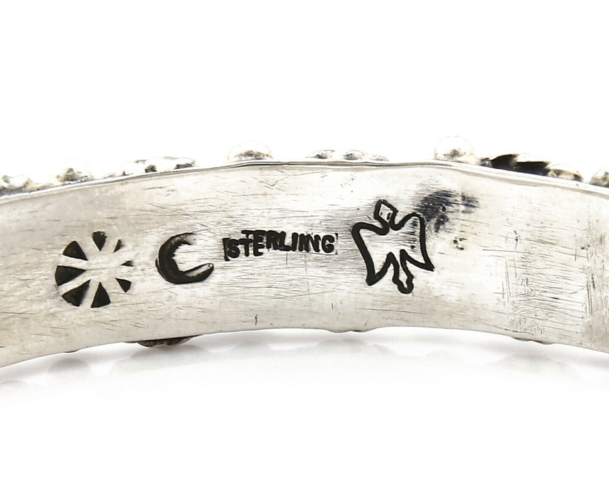 Navajo Bangle Bracelet .925 Silver Natural Royston Turquoise Signed Montoya C80s