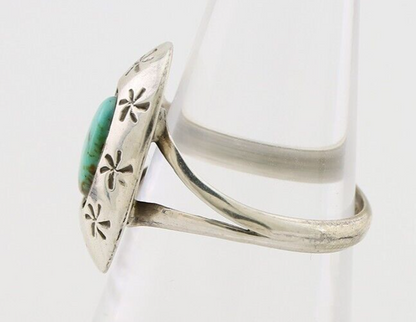 Navajo Ring 925 Silver Kingman Turquoise Native American Artist C.80's