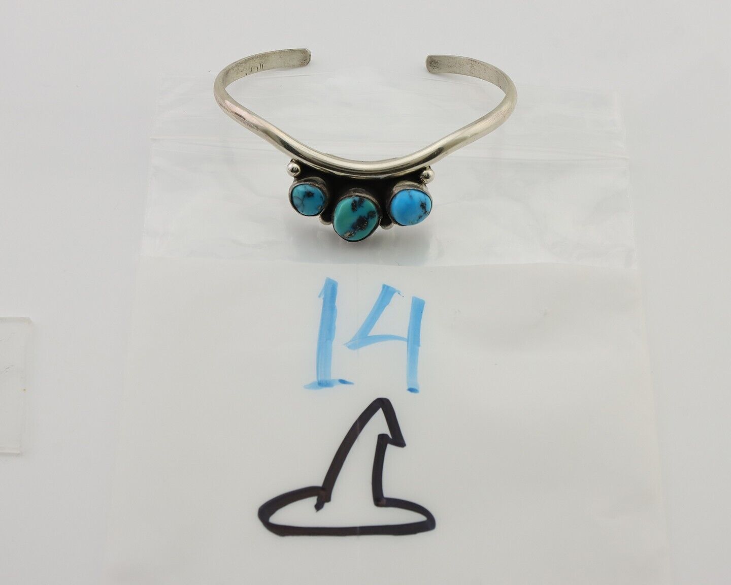 Navajo Bracelet 925 Silver Morenci Turquoise Artist Signed Frank Sandoval C.80's