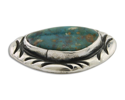 Navajo Pin 925 Silver Natural Mined Turquoise Artist Signed C Montoya C.80's