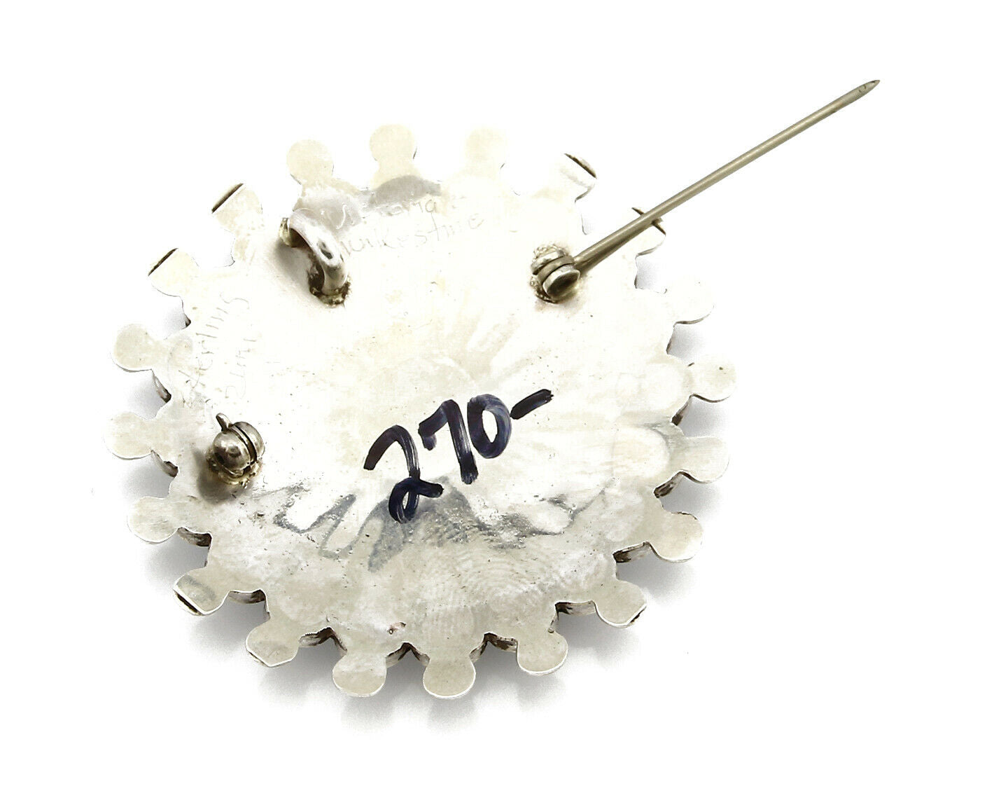 Zuni Signed Artist Victoria Unkestine Inlaid .925 SOLID Silver Tewa Pendant Pin