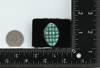Men Zuni Ring Sterling Silver Turquoise Handmade Vintage Size 9.5