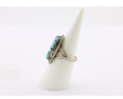 Navajo Ring .925 Silver Blue Turquoise Artist Signed Doug Zachary C.80's