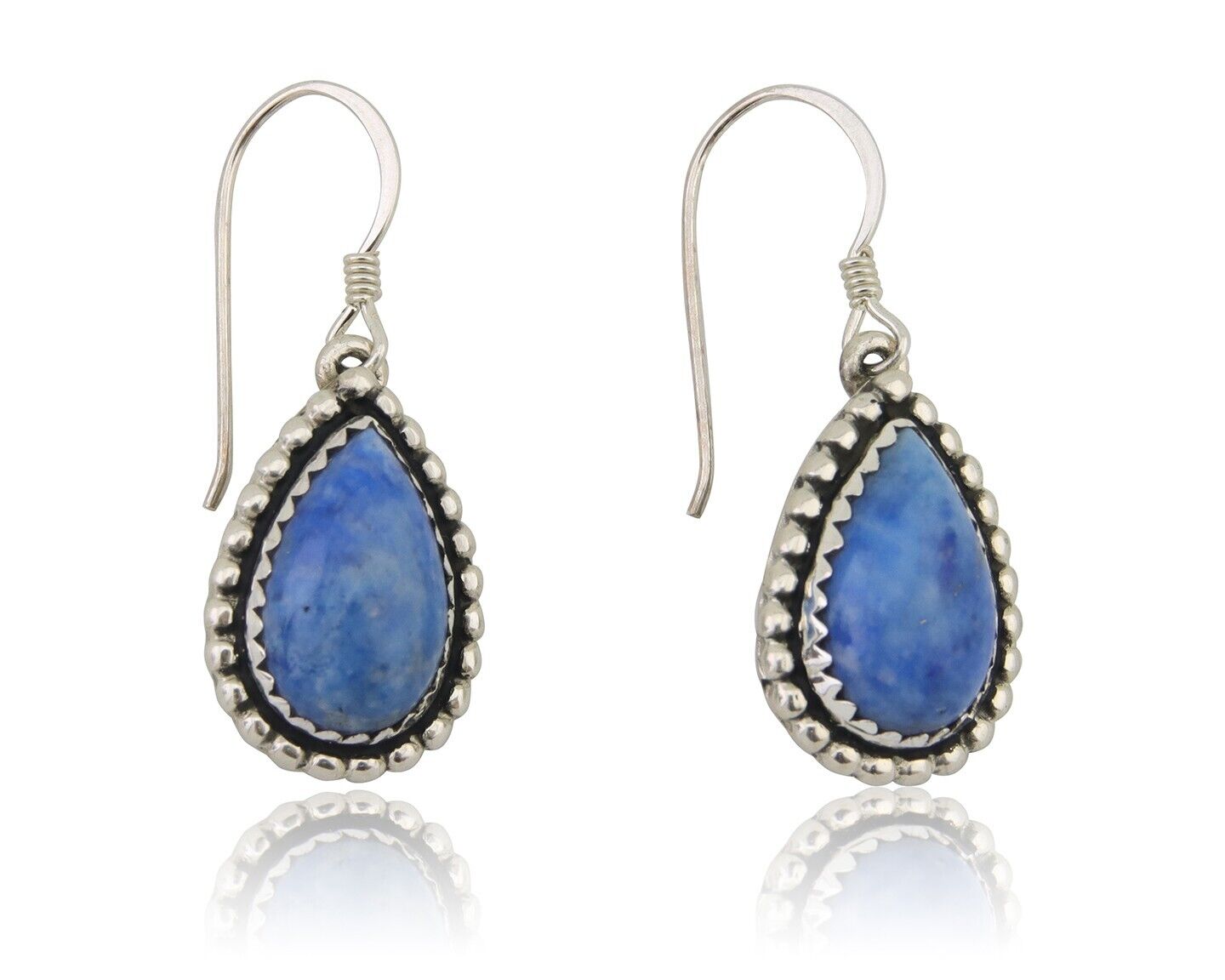 Navajo Earrings 925 Silver Blue Denim Lapis Artist Signed First Eagle C.80's