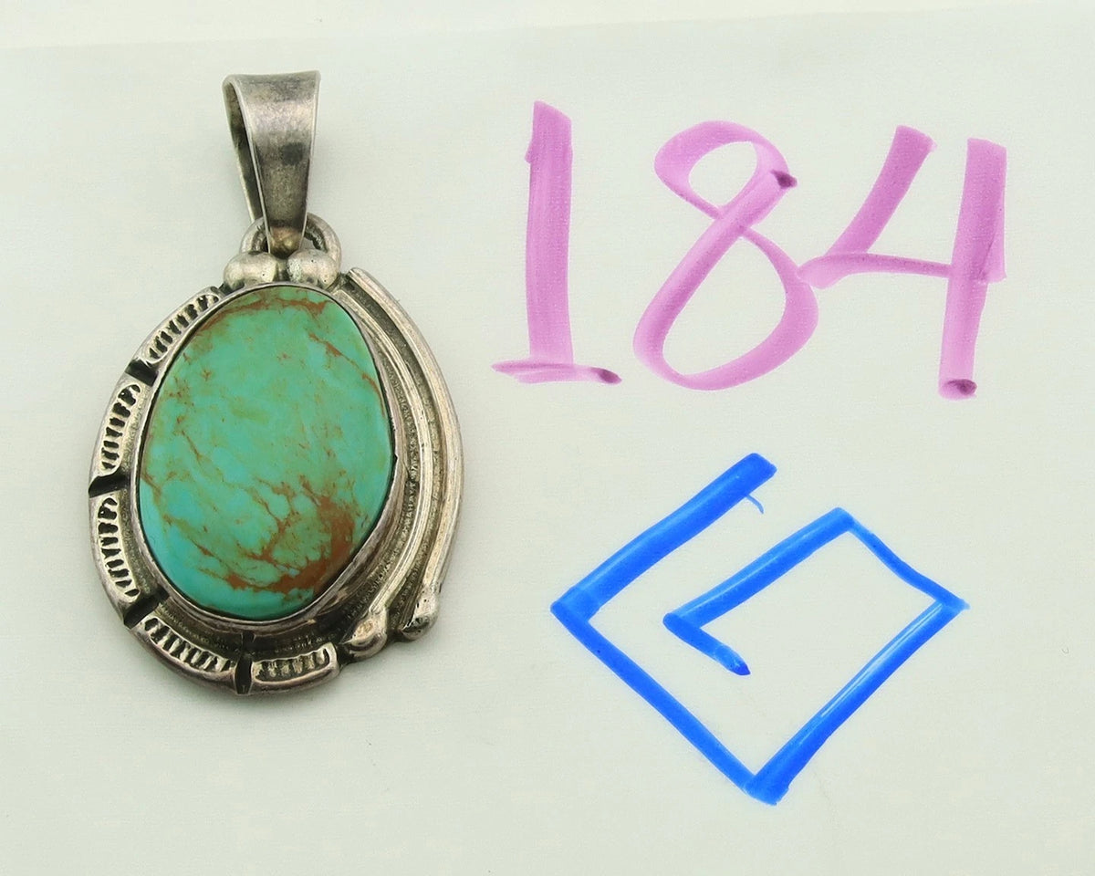 Navajo Pendant 925 Sterling Silver Natural Turquoise Vintage Artist Signed Gecko
