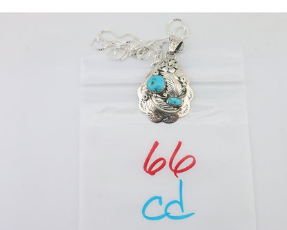 Navajo Necklace 925 Silver Turquoise Native Artist Signed Wilbert Benally C.80s