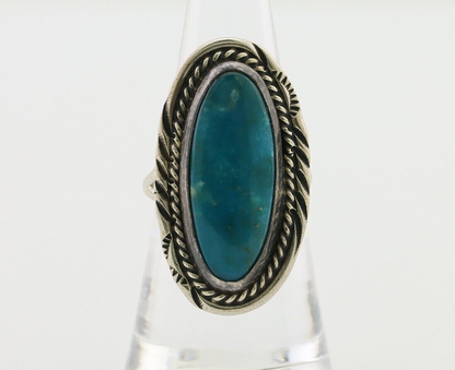 Navajo Ring 925 Silver Kingman Turquoise Native American Artist C.80's