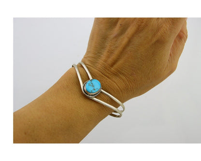 Navajo Bracelet 925 Silver Cuff Turquoise Handmade Artist Signed MC C.80's