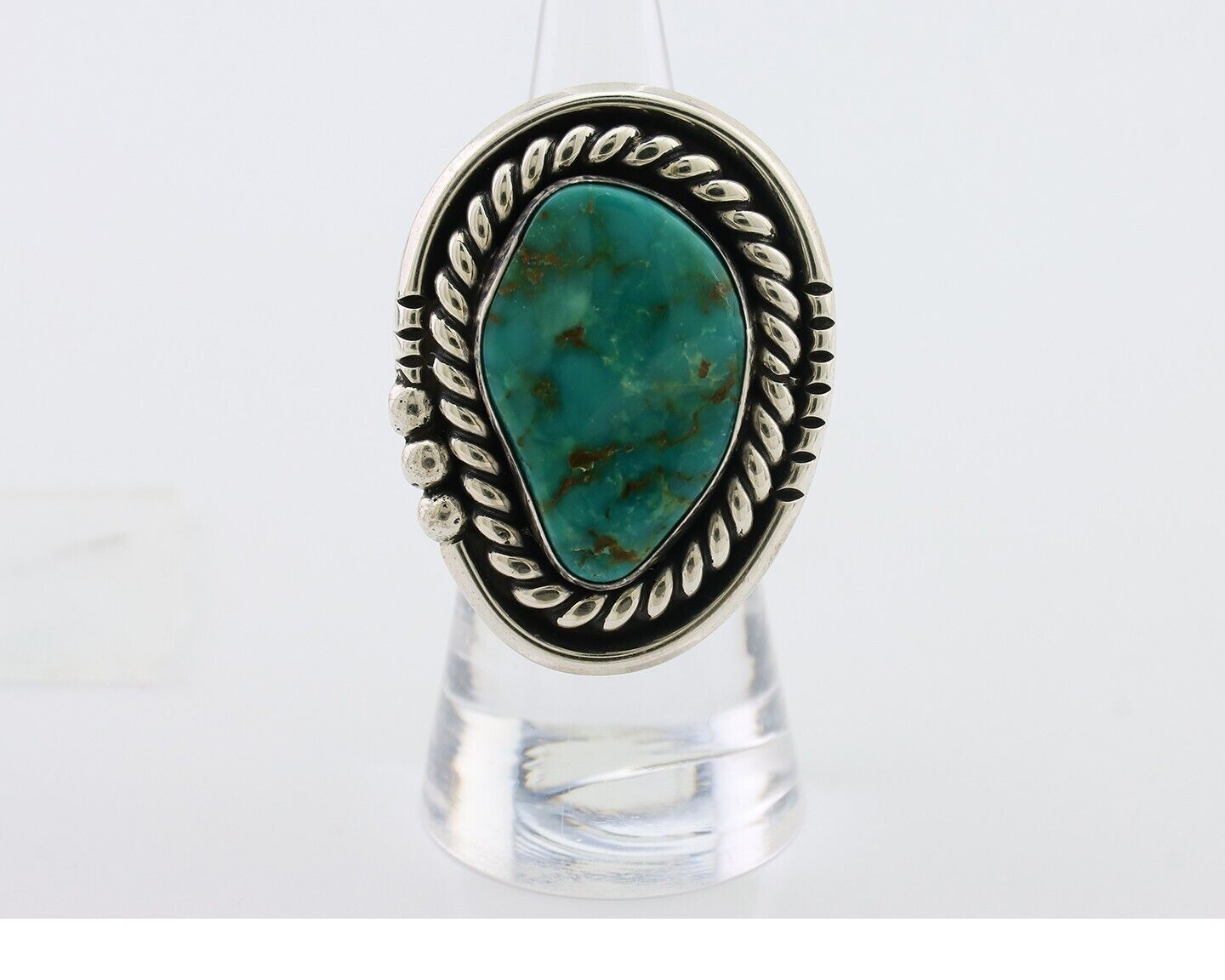 Navajo Ring 925 Silver Simi-Translucent Natural Turquoise Size 6.5 C.80's