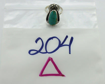 Navajo Ring .925 Silver Natural Mined Southwest Turquoise Artist Signed SN C80s