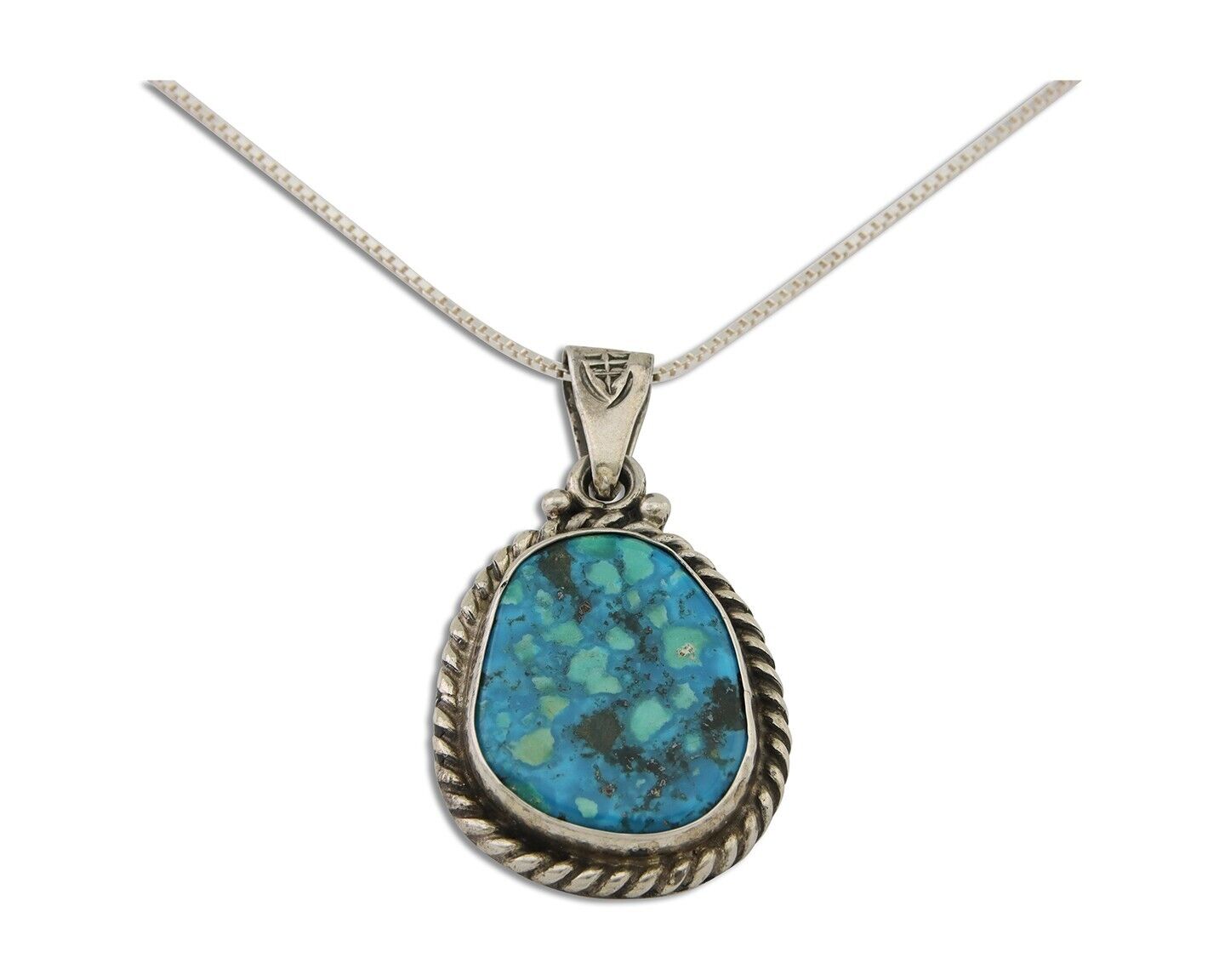 Navajo Necklace 925 Silver Natural Blue Turquoise Artist Signed M Montoya C.80's