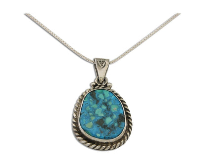 Navajo Necklace 925 Silver Natural Blue Turquoise Artist Signed M Montoya C.80's