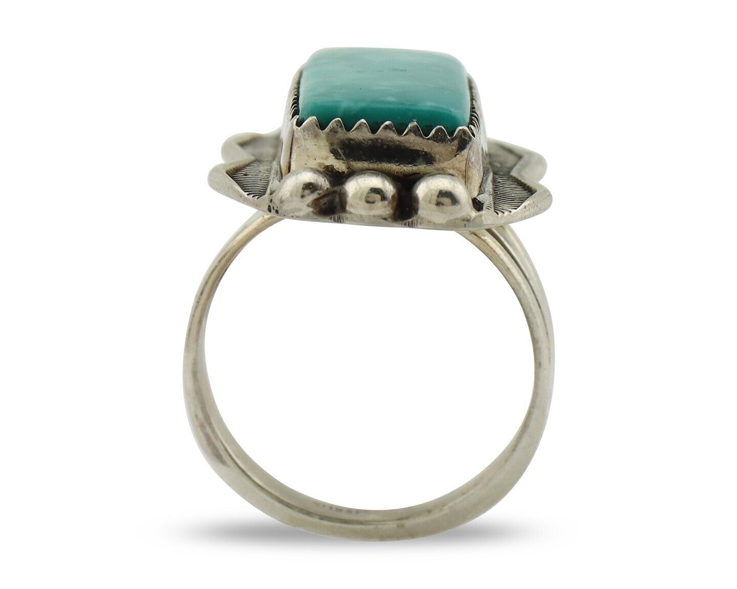 Navajo Ring 925 Silver Natural Blue Turquoise Artist Signed Begay C.80's