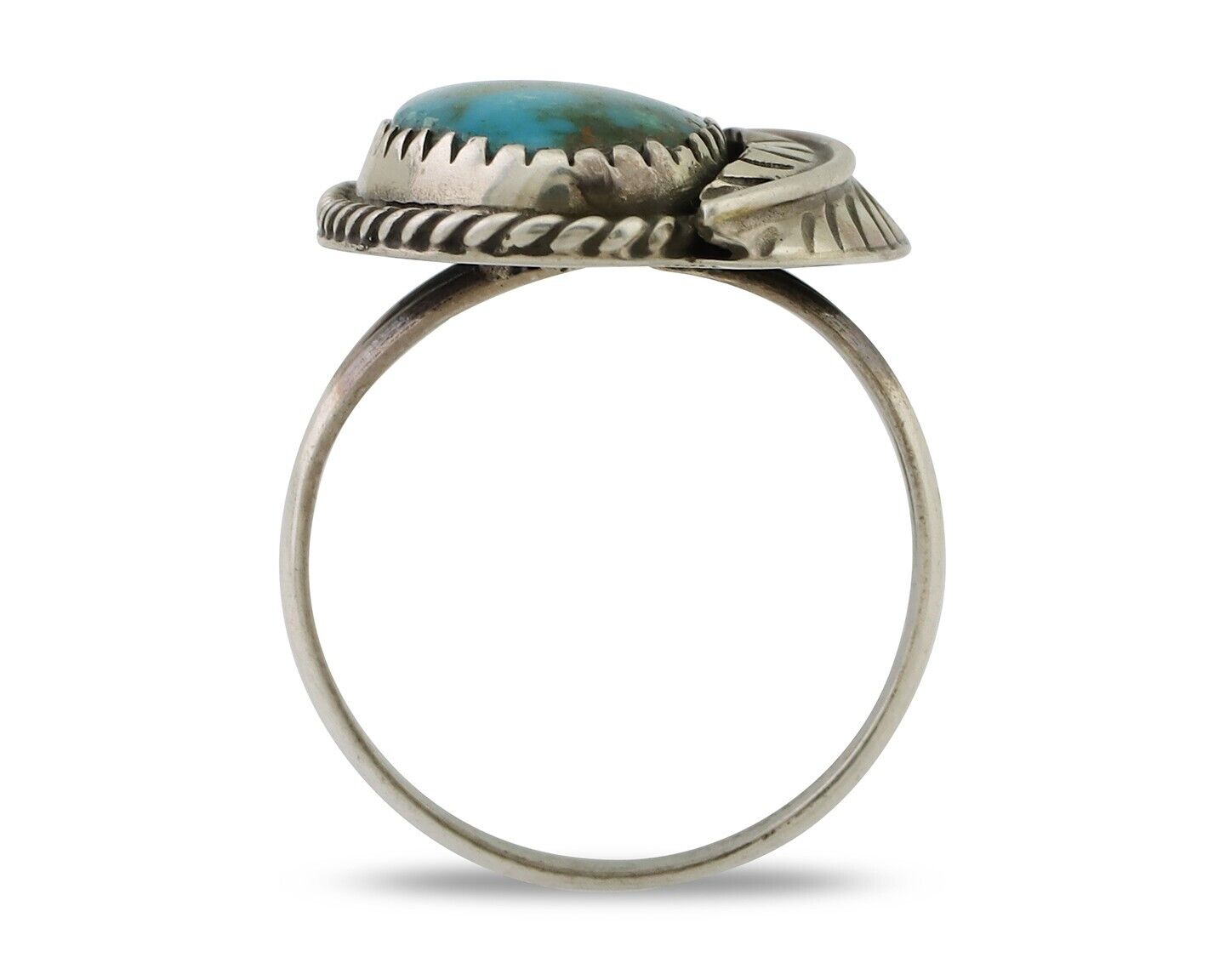 Navajo Handmade Ring 925 Silver Kingman Turquoise Native American Artist C.80's