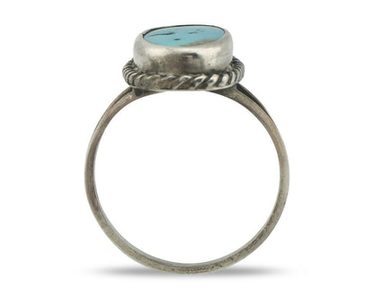 Navajo Ring .925 Silver Natural Blue Turquoise Signed Native Artist C.80's