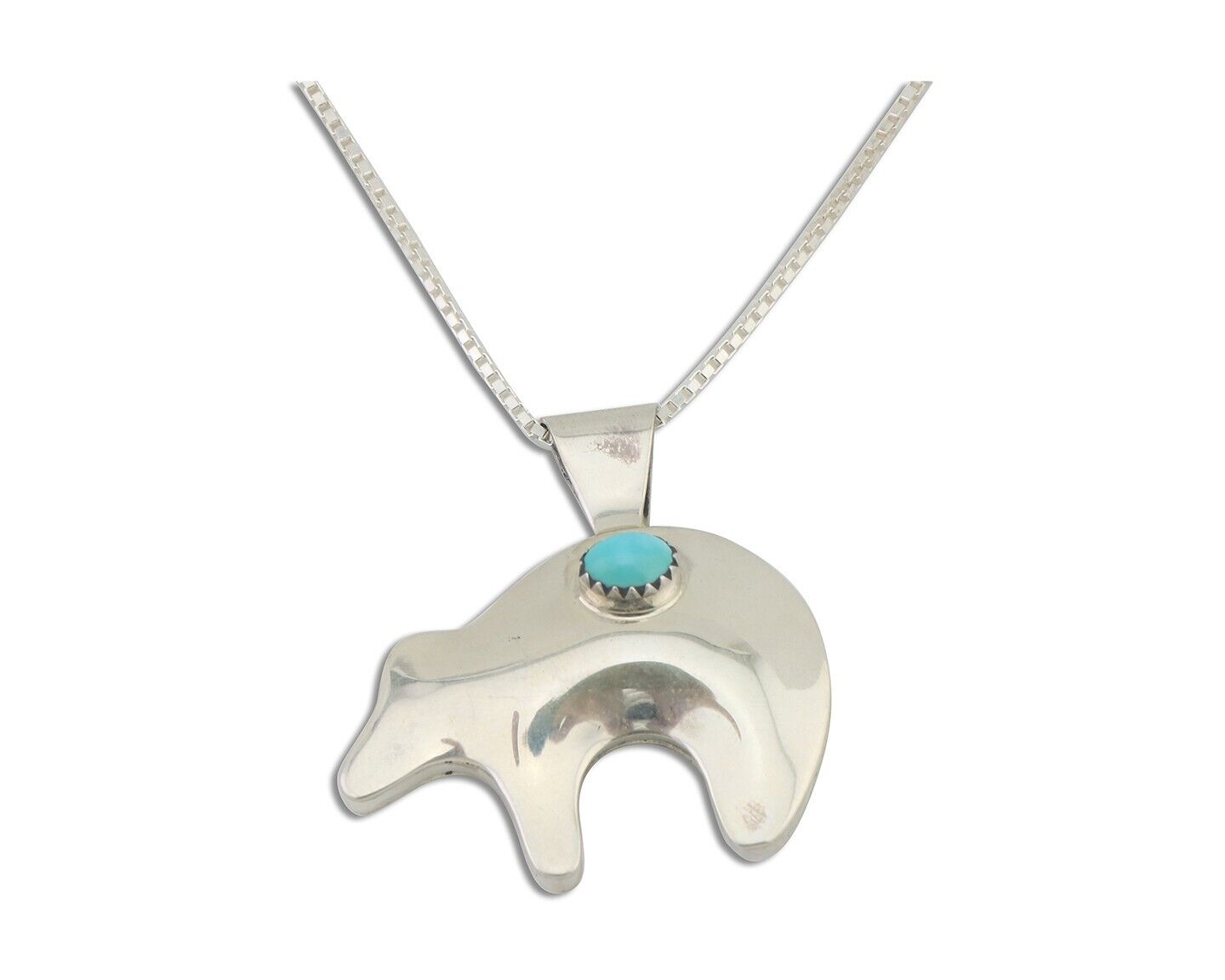 Navajo Spirit Bear Necklace Pendant 925 Sterling Silver Signed C C.80's