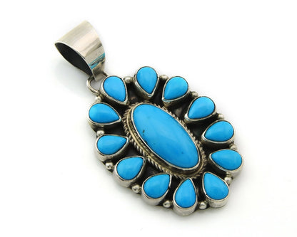 Navajo Pendant Sterling Silver Turquoise Vintage Signed SS