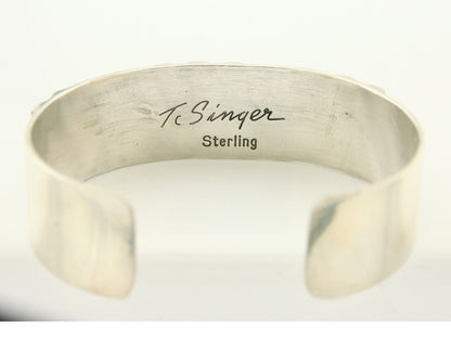 Navajo Bracelet Gold & 925 Silver Handmade 16 mm Wide Signed Thomas Singer C80s