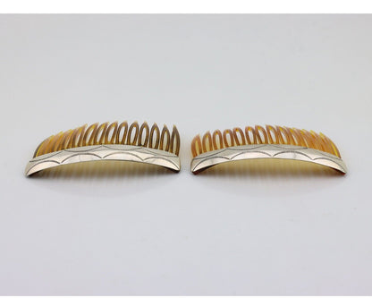 Navajo Hair Comb 925 Silver Hand Stamped Native American Artist 2 Piece Set C80s