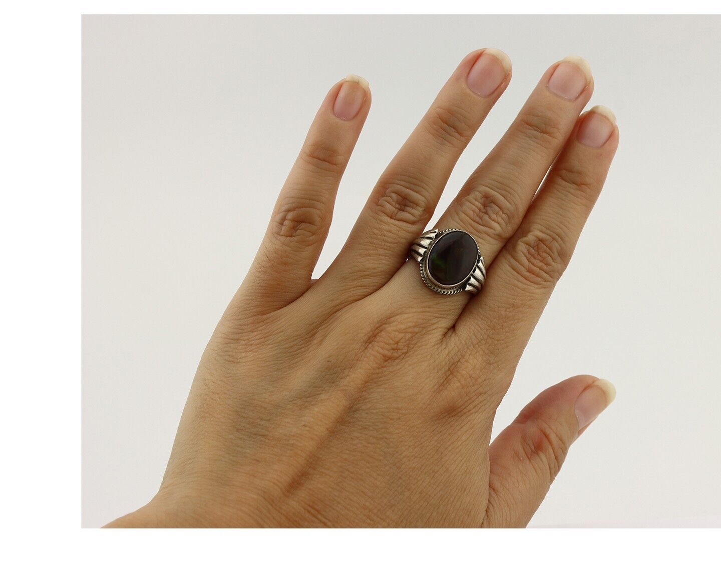 Navajo Handmade Ring 925 Silver Natural High Grade Fire Opal Native Artist C.80s
