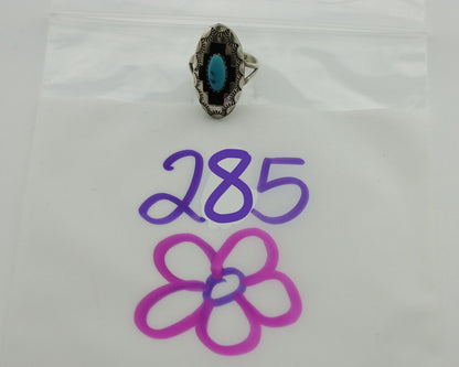 Navajo Ring .925 Silver Sleeping Beauty Turquoise Native Artist C.1980's