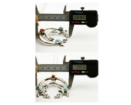 Navajo C.1980's Natural Turquoise & Coral .925 Silver Naja Necklace