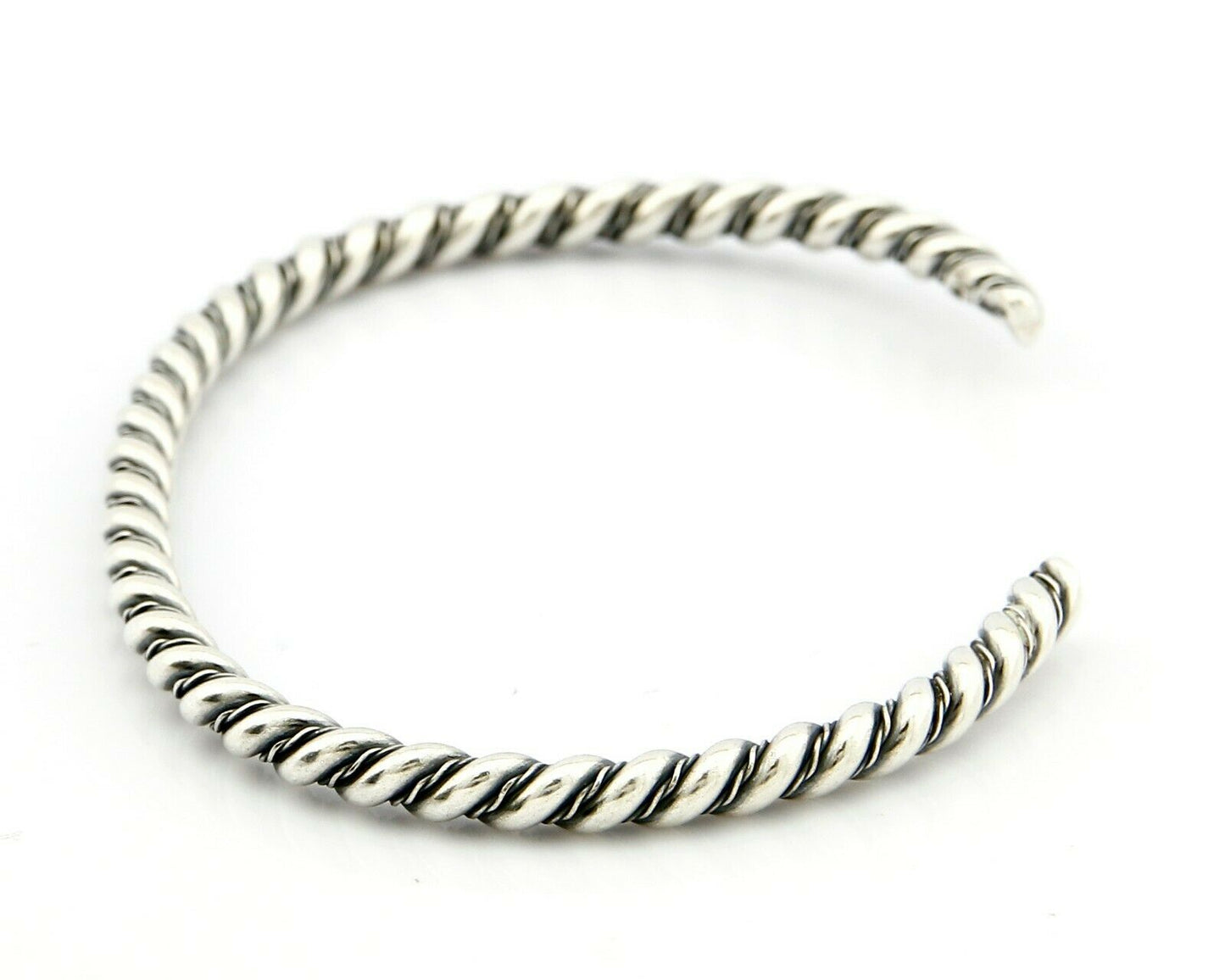 Navajo 3.8 mm Wide 925 Solid Sterling Silver Handmade Hand Stamped Cuff Bracelet
