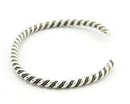 Navajo 3.8 mm Wide 925 Solid Sterling Silver Handmade Hand Stamped Cuff Bracelet